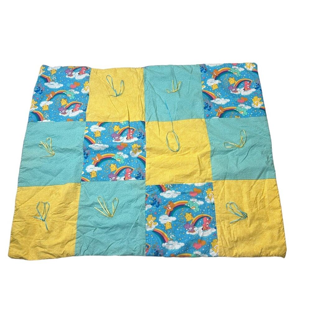 Vintage Care Bears Rainbow Baby Child Throw Blanket Handmade Quilted